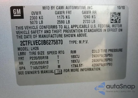 2011 GMC Terrain Slt from USA, damaged, VIN 2CTFLVEC0B6275870